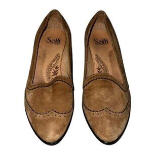 Vintage Sofft Brown Suede Heeled Loafers Womens Size 7